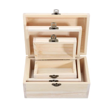 3ks Vinobranie Drevený Úložný Box s Pokladom, s Zámok Organizátor Jewerly Plavidlá Úložný Box