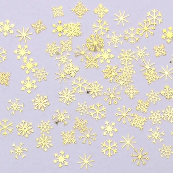 1 Fľaša Zlatý Klinec Flitrami Vianočné Nechty Umenie Nálepky Ultra-tenké snehová Vločka na Nechty, Nálepky DIY Manikúra Krásy Nástroje
