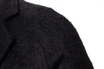 Pánske Zimné Kabáty Dlhý Vlnený Kabát Windbreaker Čiernej Termálnej Muž Slim Jeseň Fashion Business Smart Casual Britský Štýl