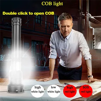 Ultra Silný COB LED XHP70/XHP90 Baterky Nabíjacie Taktické Svietidlo Svietidlo Nepremokavé Turistická Pochodeň 26650 Batérie
