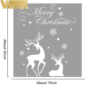 1pc Veselé Vianoce Nálepky Elk Biela Vločka PVC Dekorácie na Stenu Sklo Pre Rodinné Party, Vianočné Dekorácie