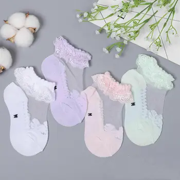 0-6 Rokov Novorodenca Baby Girl Bavlna Čipky Prehrabať Tutu Ponožky Zdobené Čipky Členok Princezná Proti Sklzu Letné Ponožka