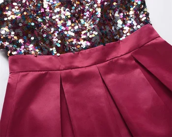Móda Ženy Multicolor Sequin Šaty, Sexy tvaru Strany Večerné Šaty Dámske V-neck Vysoká Nízka bez Rukávov Maxi Šaty Čierna/Červená XL