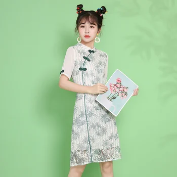 Plus Veľkosť S-4XL 2021 Lete Krátky Rukáv Čipky Qipao pre Ženy Čínsky Moderné Cheongsam Šaty Strany Bežné Tradičné Oblečenie