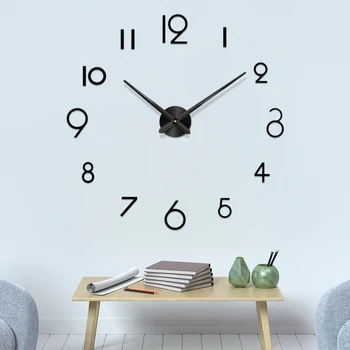 48 Palec Módne 3D veľká veľkosť nástenné hodiny zrkadlo nálepky DIY stručný obývacia izba dekor meetting izba nástenné hodiny diy nástenné hodiny sticke
