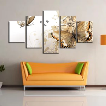 Krásne Dekoračné motýľ maľby 5 kus veľké plátno tlačiť wall art modulárny maľovanie na dekorácie, obrázky