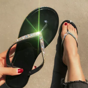 Ženy Voľný čas listov Flip-Flops papuče topánky Flitrami Sandále dámske Bytov Jelly Dom topánky žena Flip Flops zapatos de mujer