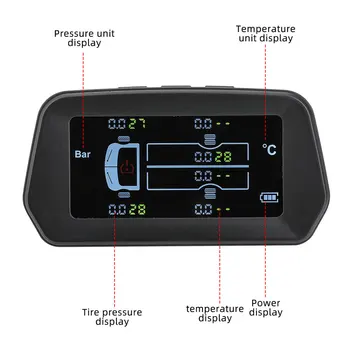 TPMS Auto Tlaku v Pneumatikách Alarm Monitor Systém LCD farebný Displej Solárne Auto Bezpečnosti Pneumatík, Tlak, Teplota, Varovanie