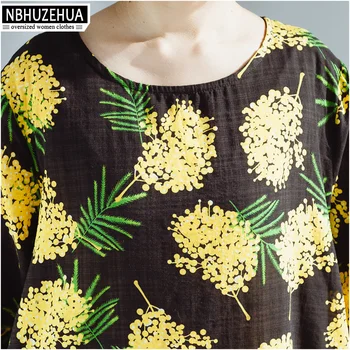 NBHUZEHUA T967 3XL 4XL 5 XL Plus Veľkosť Šaty Žien Vintage Kvetinový Tlač Plážové Šaty Voľné Letné Šaty 2018