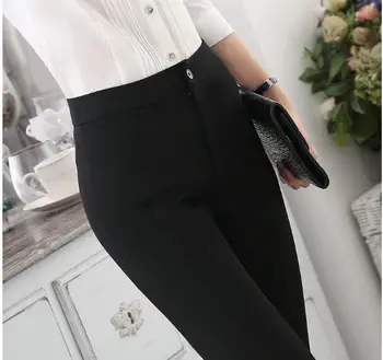 StreetweaR Módy Ženy nohavice plus veľkosť formálne office Dámy nohavice jednofarebné Slim Polovice pás nohavice na jar čierna