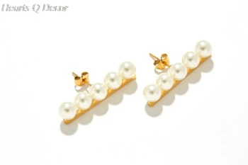 Zostatok Bar Pearl Stud Vyhlásenie Náušnice Ženy Klasické Šperky Gotický Boho Dizajnér Unikátne Večierok Eleganciu Darčeky Trendy Predaj