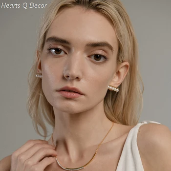 Zostatok Bar Pearl Stud Vyhlásenie Náušnice Ženy Klasické Šperky Gotický Boho Dizajnér Unikátne Večierok Eleganciu Darčeky Trendy Predaj