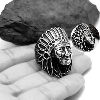 Muži Ženy Vintage Zliatiny Indiánsky Náčelník Vzor Prst Prsteň Punk Šperky Kúzlo Vianočné Darčeky кольцо светиться кольцевой механизм