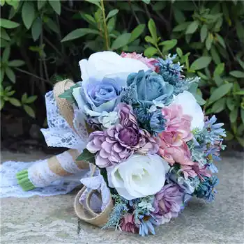 Accesorios dama de česť svadobné kytice Pivónia, Ruža Umelé Kvety, Kytice Šampanské Mulit Farba Vintage Svadobné