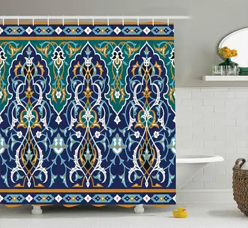 Marocký Sprchový Záves Etnických Orientálny Štýl obrázkov a Lístkov Hippie Vintage Tribal Mosaic Design Kúpeľňa Nastaviť