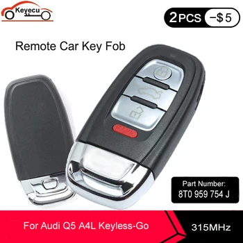 KEYECU Nové Inteligentné Keyless-Go Diaľkové Tlačidlo 3 Tlačidlá+1 315MHz 8T0 959 754 J pre Audi Q5 A4L s Komfortom Prístupu