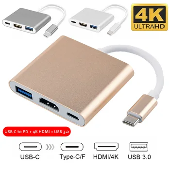 TurboTech USB C Rozbočovač HDMI pre Macbook Pro / Vzduch Thunderbolt 3, USB, Typ C Dock adaptér pre HP Samsung Dex režim s PD USB 3.0