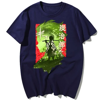Japonsko, Anime Démon Vrah Kamado Tanjirou Kimetsu Č Yaiba T-shirts Mužov Lete Bežné Bavlna Hip Hop T Shirt Harajuku Streetwear