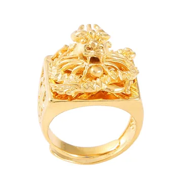 Podpora Módne Veľkoobchod Ročník Zlatá Farba Etnických Dragon Prsteň, Šperky Pre Ženy Muži
