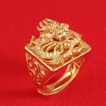 Podpora Módne Veľkoobchod Ročník Zlatá Farba Etnických Dragon Prsteň, Šperky Pre Ženy Muži