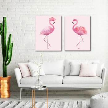 Čerstvé A Jednoduché Zvierat Flamingo Plátno Maliarske Umenie Abstraktné Tlače, Plagát, Obraz Stene Obývacej Izby, Spálne, Domáce Dekorácie