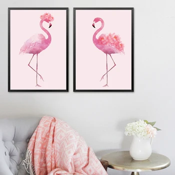 Čerstvé A Jednoduché Zvierat Flamingo Plátno Maliarske Umenie Abstraktné Tlače, Plagát, Obraz Stene Obývacej Izby, Spálne, Domáce Dekorácie