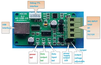 WG26/34 formát USB konvertor Plug-and-Play, Výstup vo formáte ASCII alebo 16HEX používa pre riadenie prístupu v systéme windows/linux/systém android