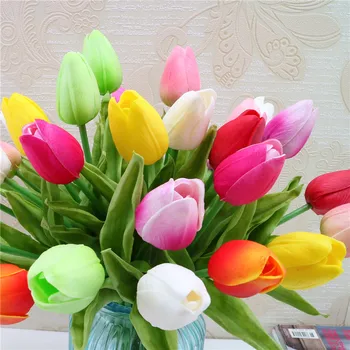 10 Ks tulip žiarovky latex Tulipány kvetinový Umelé Kytice Falošné kvetinové svadobné kytice zdobia kvety na svadbu dĺžka 34 cm