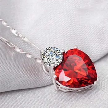 Red Crystal Prívesok, Náušnice, Náhrdelník Nový Dizajn Sladké Milujú Šperky, Nastavený Pre Svadobné Kolekcie Na Výročie