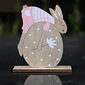 Hot Predaj Veľkonočné Drevené Bunny Ozdoby Kreatívne Farby Králik Objať Vajíčko Veľkonočné Dekorácie Atmosfére Rozloženie Vianočný Darček