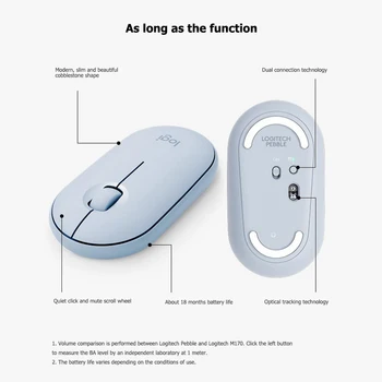 Logitech Kamienkové Bezdrôtová Myš Bluetooth + 2,4 GHz, USB Prijímač Dual-pripojenie Tichý Myš pre PC Počítač