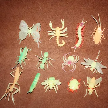 Vysoko kvalitného pvc obrázok Skutočnú simuláciu modelu hračka Fluorescenčné spider motýľ caterpillar 13pcs/set