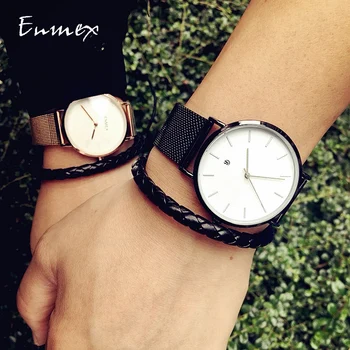 2019 Enmex tvorivé náramkové hodinky v pohode black kúzlo, kalendár bežné Nehrdzavejúcej ocele módne Štýlové hodiny quartz hodinky