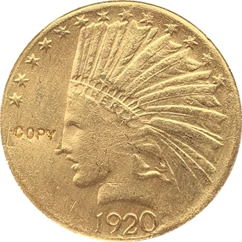 24 K zlatom 1920-S $10 GOLD Indickej Polovica Eagle Mincí Kópia