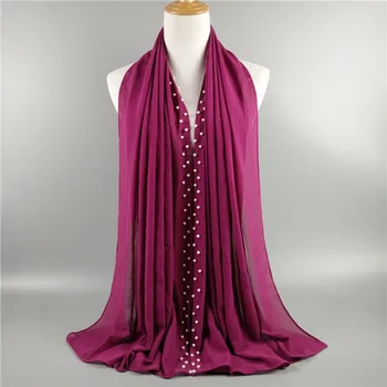 50 KS Kvalitných obyčajný bublina šifón pearl moslimských hidžáb šatku ženy šatkou pevné lopta, šatka pashmina bufandas šatky