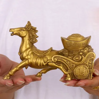 Čínske staré medené socha Feng Shui dekorácie z Medi kôň prepravu