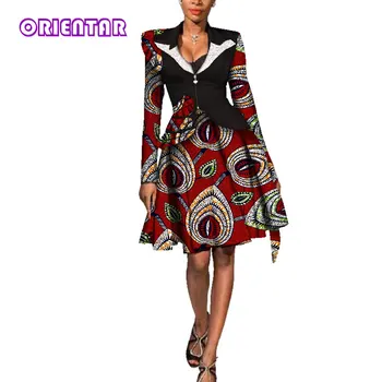 2 Kusy Nastaviť Ženy Afriky Oblečenie Africkej Tlače Top Kabát a Sukne Afriky Obleky, Sukne Nastaviť Ženy Oblečenie 6XL Plus Veľkosť WY3533