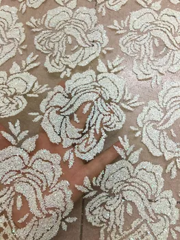 Africké francúzskej čipky a tylu textílie SUSIA18235 Rose dizajn kvety kvety lepené lesk čipky textílie pre svadobné šaty