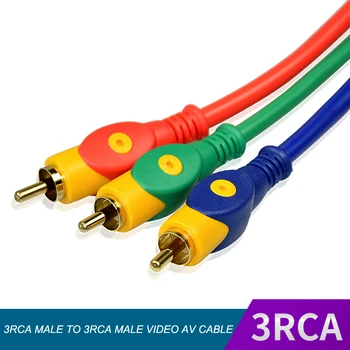 3RCA 3 RCA Samec Samec Audio Kábel Pozlátené Ycbcr rozhranie, AV Kábel 3X Konektor RCA Video Kábel 1,5 m 3 m 5 m pre DVD, VCD, TV