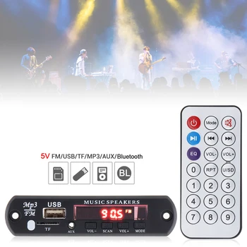 Black 5V Plug-in Zvukové Karty Bluetooth MP3 Dekodér s Farbou Flash Displej Podpora USB / SD / AUX vhodné pre Rodiny Auto/DVD