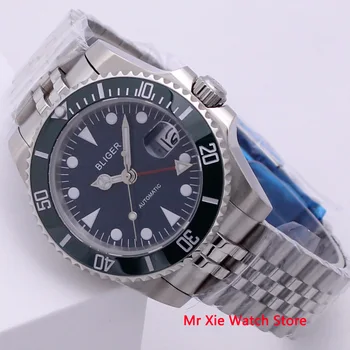 Bliger 40 mm Automatické Mechanické Hodinky Mužov Business Sapphire Crystal GMT Sledovať Svetelný Nepremokavé Kalendár Muž Náramkové hodinky