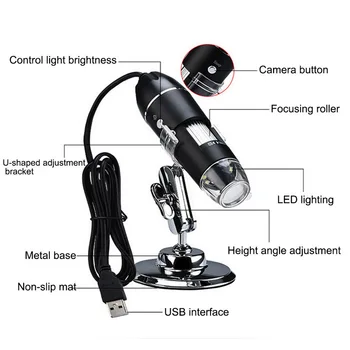 USB Digitálny Ručný Mikroskop Digitálne Zväčšenie Endoskopu Fotoaparát 8 Led 3 v 1 Rozhranie