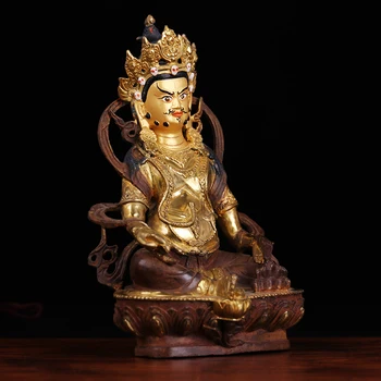 Staré # DOMOV rodinný Talizman #Tibete Budhizmus plný Gilding Žltá Jambhala Zambala zlatého Budhu mosadzná socha 21 CM