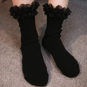 Japonský Štýl Oka Čipky Strane Bavlnené Ponožky Sladké Módne Dievča Mäkké Priedušné Farbou Hromadu Ponožky Pre Ženy