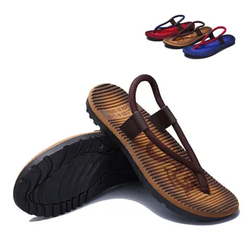 Móda Muž Plážové Sandále 2018 Lete Gladiator pánske Outdoorové Topánky Roman Mužov Bežné Čistenie Flip Flops papuče Ploché Topánky