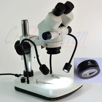 Doprava zadarmo 7X-45X Binokulárne Stereo Zoom Mikroskopom Stojanu s Vstavaný Duálny Gooseneck Iluminátor