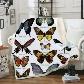 Plstar Vesmíru Farebný motýľ hmyzu Deka 3D tlač Sherpa Deka na Posteľ Detský Dievča Kvet, domáci Textil, Snového štýl-10