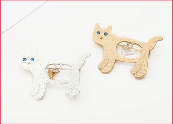 1 Kus blue crystal eye mačka jesť ryby kúzlo brošne pin pre ženy, zlato, striebro strapec zvierat bavlna brošňa odznak šperky darček