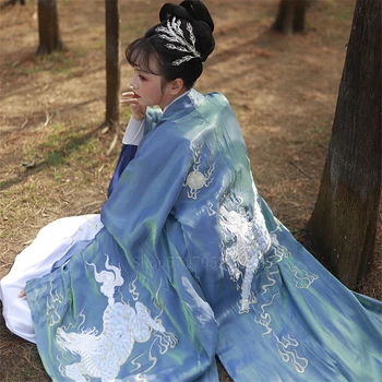 Tradičná Čínska Hanfu Šaty Retro Pár Výkon Festival Tanečných Kostýmov, Vyšívanie Elegantné Han Dynastie Tang Oblek