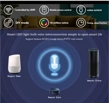 RGB Smart Žiarovky WiFi Smart Svetlo Lampy Aplikáciu Diaľkové Ovládanie 5W LED Pre Amazon Alexa Domovská stránka Google Asistent Smart Home Žiarovka